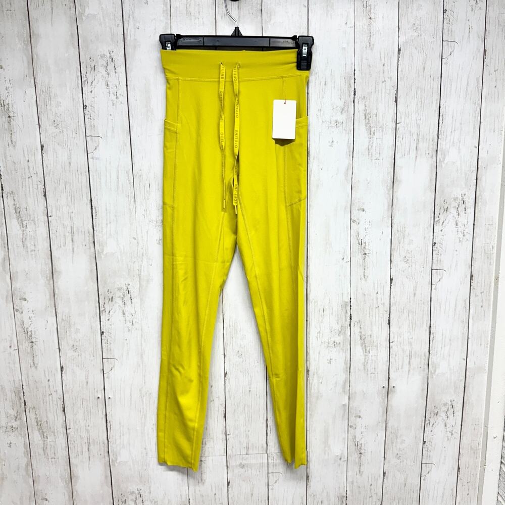 Offline by Aerie Pants Women Size Small Hi-Rise Yellow Joggers Athletic Pockets